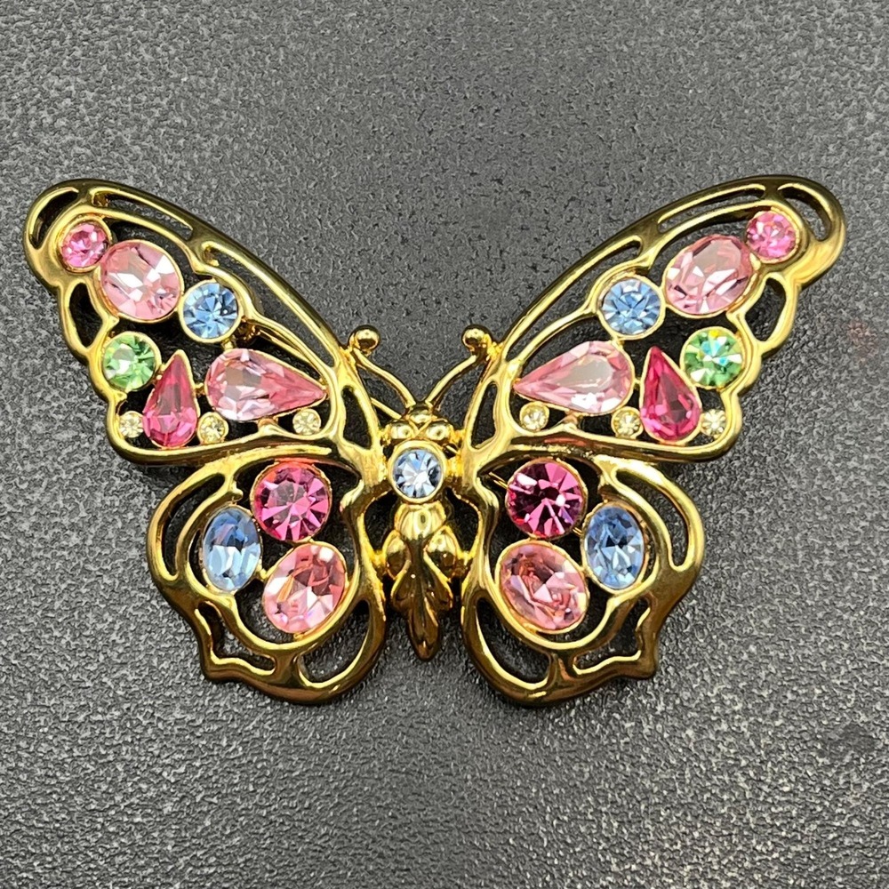 Nolan‎ Miller Pastel Rhinestone Butterfly Brooch